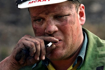 firefighter smoking cigarette