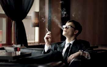 lawyer smoking cigarette